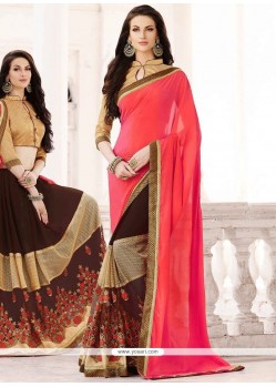 Bedazzling Embroidered Work Faux Georgette Designer Half N Half Saree