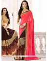 Bedazzling Embroidered Work Faux Georgette Designer Half N Half Saree