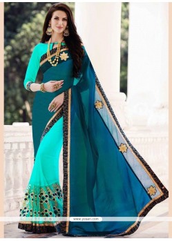 Vivacious Lace Work Half N Half Trendy Saree