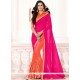 Eye-catchy Faux Georgette Hot Pink And Orange Half N Half Saree