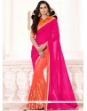 Eye-catchy Faux Georgette Hot Pink And Orange Half N Half Saree