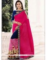 Prime Hot Pink And Navy Blue Classic Designer Saree