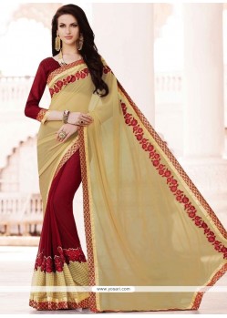 Versatile Faux Georgette Embroidered Work Half N Half Saree