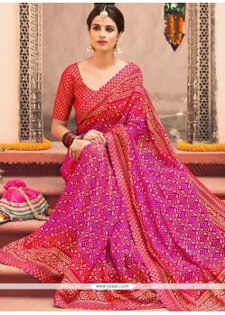 Titillating Brasso Print Work Printed Saree