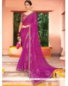 Glossy Brasso Magenta Printed Saree