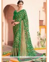 Distinguishable Green Brasso Printed Saree