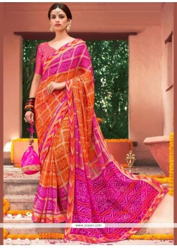 Glitzy Brasso Print Work Printed Saree