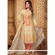 Subtle Chanderi Beige And Peach Embroidered Work Churidar Designer Suit