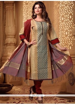 Classical Embroidered Work Beige Churidar Designer Suit