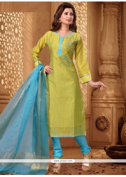 Sophisticated Embroidered Work Churidar Designer Suit