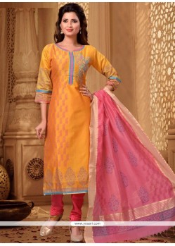 Captivating Embroidered Work Churidar Designer Suit