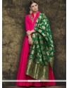 Lovable Art Silk Hot Pink Readymade Anarkali Suit