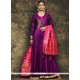 Fine Embroidered Work Purple Art Silk Readymade Anarkali Suit