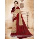 Grandiose Print Work Beige And Maroon Casual Saree