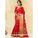 Vibrant Red Art Silk Traditional Designer Saree