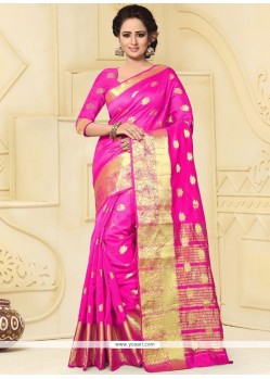 Marvelous Hot Pink Art Silk Designer Traditional Saree