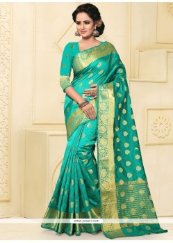 Vivid Art Silk Sea Green Designer Traditional Saree