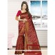 Sparkling Maroon Thread Work Jacquard Silk Traditional Saree