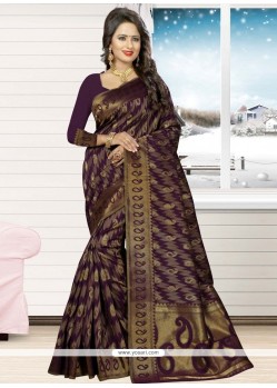 Incredible Jacquard Silk Purple Designer Traditional Saree