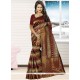 Remarkable Jacquard Silk Brown Thread Work Designer Traditional Saree