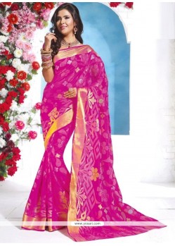 Art Silk Hot Pink Traditional Saree