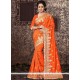 Embroidered Work Orange Traditional Designer Saree