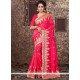 Resham Work Rose Pink Art Silk Designer Traditional Saree