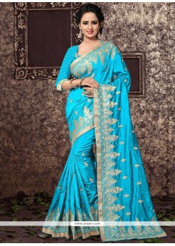 Art Silk Turquoise Designer Traditional Saree