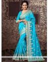 Art Silk Turquoise Designer Traditional Saree