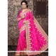 Lace Work Hot Pink Traditional Saree