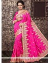 Lace Work Hot Pink Traditional Saree