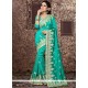 Lace Work Sea Green Art Silk Designer Traditional Saree