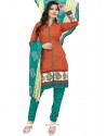 Green And Orange Churidar Suit