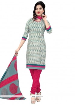 Print Work Cotton Multi Colour Churidar Suit