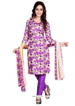 Purple Cotton Churidar Suit