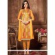 Cotton Mustard Embroidered Work Churidar Designer Suit