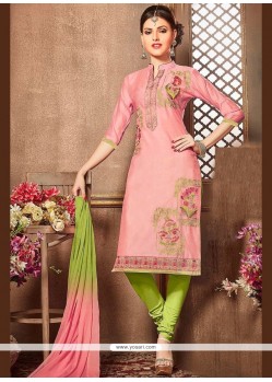 Cotton Rose Pink Churidar Designer Suit