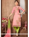 Cotton Rose Pink Churidar Designer Suit