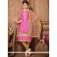 Pink Lace Work Cotton Churidar Designer Suit