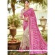 Beige And Hot Pink Art Silk Saree