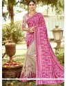 Beige And Hot Pink Art Silk Saree