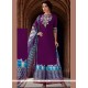 Print Work Purple Cotton Satin Designer Palazzo Suit