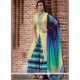 Blue And Yellow Designer Palazzo Suit