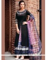 Print Work Black Cotton Satin Designer Palazzo Suit