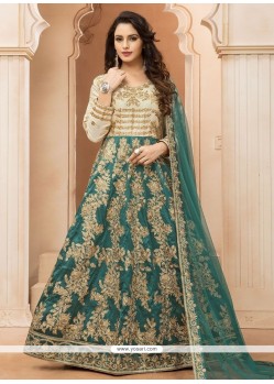 Lace Work Tafeta Silk Floor Length Anarkali Suit