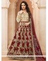 Tafeta Silk Crimson Floor Length Anarkali Suit