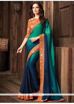 Teal Art Silk Shaded Saree