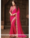 Hot Pink Faux Chiffon Classic Saree