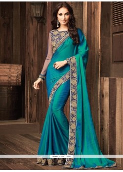 Satin Silk Embroidered Work Classic Designer Saree