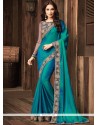 Satin Silk Embroidered Work Classic Designer Saree